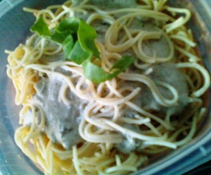 Spaghetti à la sauce aux champignons et au tofu