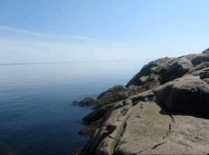 Relaxing by the giant rocks